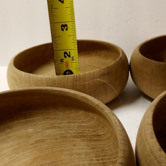 4 Wooden Round Calabash Desert Bowls - Picture 7 of 7